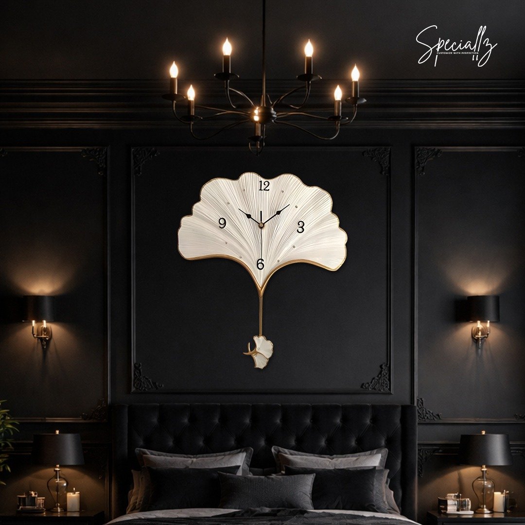 Ginkgo Leaf Clock- White 4 Ginkgo Leaf Wall Clock – White - Image 1